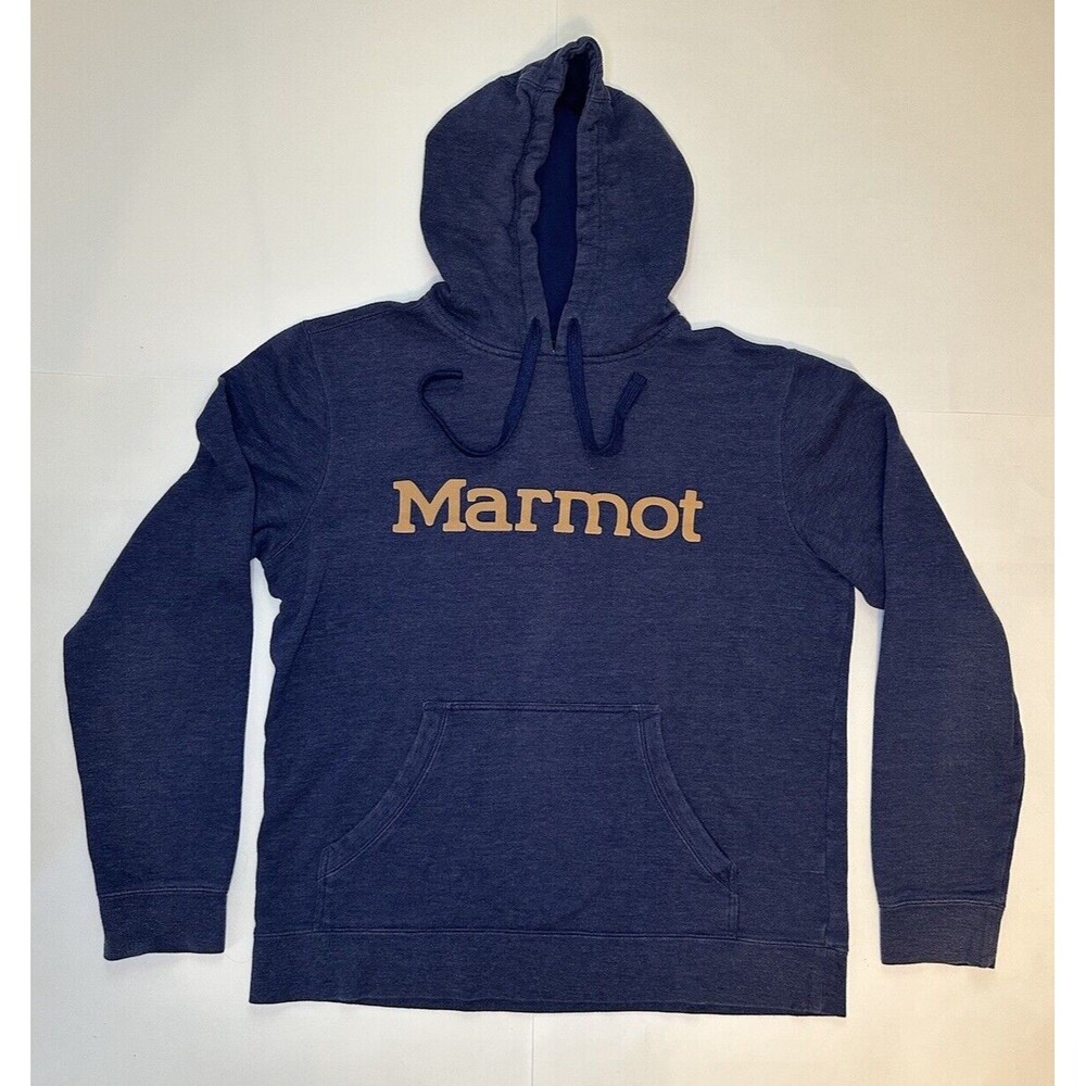 Marmot Hoodie Women’s Blue Pullover Sweatshirt Drawstring Heavy Size Medium